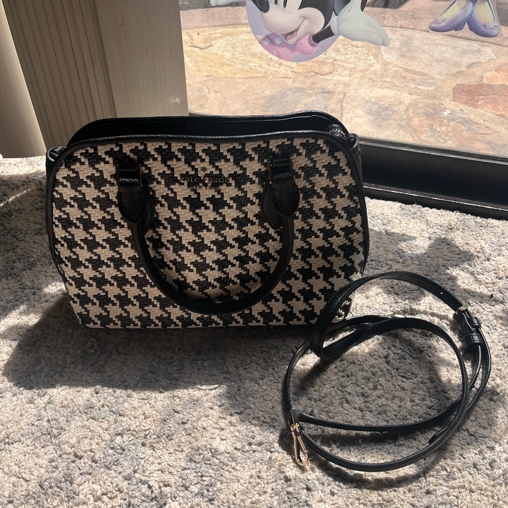 Kate Spade Black and White Houndstooth Satchel